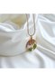 316L Steel Pinterest Style Floral Motif Enamel Necklace – Hand Painted – Gold Tone - 3