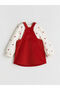 Velvet Baby Girl Salopet Dress and T-Shirt with Bow Detail - 2
