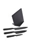 JÄMFÖRA Knife block with 3 knives, black