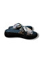 Genuine Leather Cross-Strapped High Sole Slippers - 4