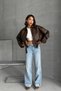 Luvren Bitter Brown Pb Oversized Bomber Belted Leather Jacket - 3