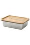 365+ Food container with lid, rectangular stainless steel/bamboo, 1.0 l