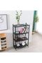 Multi-Use Folding Storage Shelf Unit with 4 Layers and Wheels in Black Metal - 8