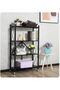 Multi-Use Folding Storage Shelf Unit with 4 Layers and Wheels in Black Metal - 3
