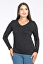 11105 Black V-Neck Long Sleeve T-Shirt
