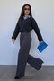 Anthracite V-Neck Knitwear Women's Sweater Mg2501 - 6