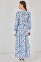 Women's Belted Long Dress 2584 - Blue - 6