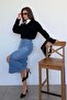 Black V-Neck Knitwear Women's Sweater Mg2501 - 7