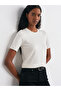 10779 Crew Neck Short Sleeve Knitwear Blouse-Ecru