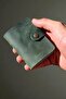 Green Card Holder Genuine Leather Transparent Inside 10 Compartments Small Card Holder Gift Business Card Holder 9 X 7 cm - 3