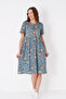 Patterned Piping Pocketed Buttoned Short Sleeve Cotton Dress - 2