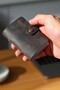 Brown Card Holder Genuine Leather Transparent Inside 10 Compartments Small Card Holder Gift Business Card Holder 9 X 7 cm - 2