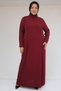 52013 plus size stone detailed crepe dress - burgundy