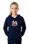 Hooded Girls' Sweatshirt with Kangaroo Pockets and Flower Print Detail