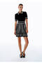 Black and White Contrast Striped Pleated Knitwear Dress - 2