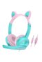 DARK BLUE AKZ-024 Kids Headphones Cat Ear 3.5 mm Wired Headset Gaming Headset with Microphone - - 2