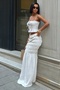 12955 Ecru Stripe Ruffled Maxi Woven Skirt - 4