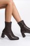 Matte Leather Stretch High-Top Zippered Orthopedic Thick Sole Heeled Women's Boots - 2