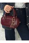 Women's Stylish Design Burgundy Hand and Shoulder Bag - 2