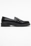 Galea Black Patent Leather Buckle Genuine Leather Women's Loafer Shoes - 6