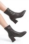 Matte Leather Stretch High-Top Zippered Orthopedic Thick Sole Heeled Women's Boots - 4