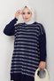 Silvery Striped Patterned Knitwear Tunic Pants Set - 3