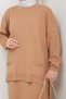 Vertical Striped Knitwear Tunic Skirt Set with Pockets - 5