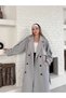 Buttoned Oversize Coat with Cashmere Shoulder Detail and Belt - 2