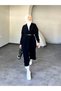 Angora Belted Shawl Collar Long Cardigan - 2