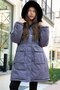 Anthracite Padded Girl's down Jacket with Pockets, Fur Lining and Detachable Hood 21523 - 3