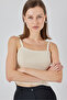 Women's Strappy Crop Top Blouse 15934 - Cream - 4