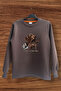 Hunting Hunter Kurzhaar Hunting Dog and Grouse Printed Regular Fit 100% Cotton Crew Neck Sweatshirt