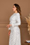 Sequin Sequined Tesettür Long Evening Dress - White - 4