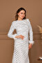 Sequin Sequined Tesettür Long Evening Dress - White - 5