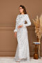 Sequin Sequined Tesettür Long Evening Dress - White - 6