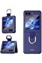 Samsung Galaxy Z Flip 5 Case Cover | Hard PC Phone Case with Ring Holder | Blue