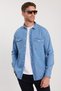 Men's Relax Fit Comfortable Cut Sports Collar Double Pocket Flap Denim Shirt - 2
