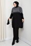 Knitted Glitter Patterned Knitwear Tunic Pants Set