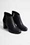 Women's Genuine Leather Heeled Boots with Suede Detail on the Back - Navy Blue - 4