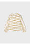 Beige Mustard Girl's Chiffon Knitted Blouse 4003 - 5