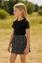Girls' Black Floral Print Layered Ruffle Mini Skirt, Girls' Skirt - 6
