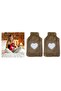 2 Pcs Hot Water Bag with Plush Heart, Beige Thermal Bag 27X17Cm 1 Liter - 3