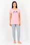 Women Graphic Print Cap Sleeves Pajama Top, Pink - 4