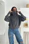 Basic Oversize Turn-Down Collar Zippered Knitwear Cardigan Aw25Hi0016 - 5