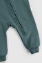 Organic Cotton Furry Inside Green Zippered Baby Romper - 6