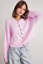 6956 Women's Stone Button Detailed Knitwear Soft Cardigan Pink - 3