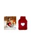 Warm Water Bag with Plush Heart, Red Warm Compress 27X17X2Cm 1 Liter