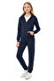 3-Piece Solid Printless Zippered Hoodie Tracksuit Set with Kangaroo Pockets for Girls - 3