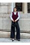 Hatunatila Floral Patterned Acrylic Sweater Vest 5198 - Burgundy - 5