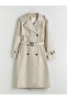 Lcw Modest Beige Double Breasted Collar Oversize Women's Trench Coat - 5